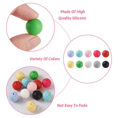 100Pcs 10 Colors Food Grade Eco-Friendly Silicone Focal Beads SIL-BY0001-02-1