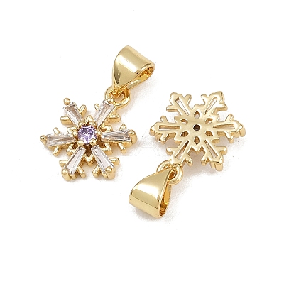 Brass Micro Pave Cubic Zirconia Charms KK-C132-11G-1