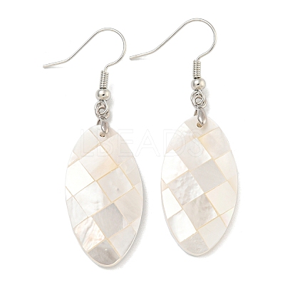 Rack Plating Brass Natural White Shell Dangle Earrings EJEW-N055-52K-1