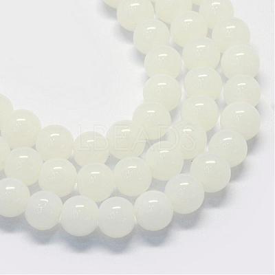 Baking Paint Imitation Jade Glass Round Bead Strands DGLA-Q021-4mm-01-1