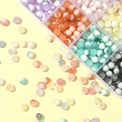 840Pcs 12 Colors Frosted Crackle Glass Beads GLAA-FS0002-17-1