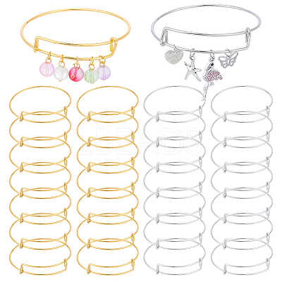 30Pcs 2 Colors Adjustable Iron Expandable Bangle Making BJEW-UN0001-63-1