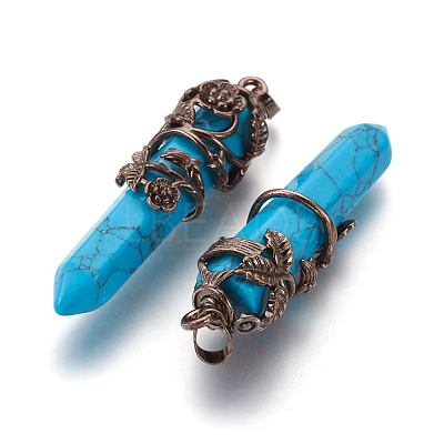 Synthetic Turquoise Pointed Pendants G-O164-02B-1
