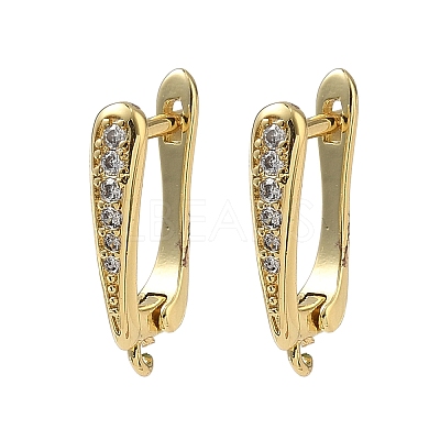 Brass Micro Pave Clear Cubic Zirconia Hoop Earring Findings KK-H256-06G-1