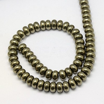 Natural Pyrite Beads Strands G-L032-10X6mm-01-1