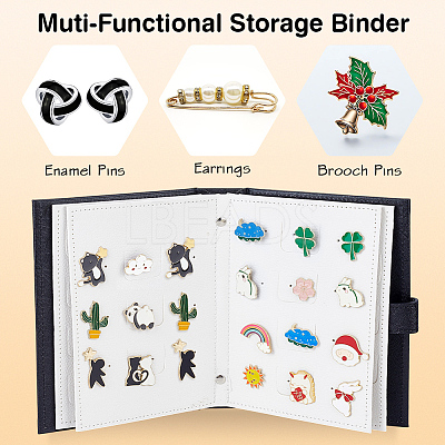 Imitation Leather Earring Displays Storage Book EDIS-WH0022-45B-1