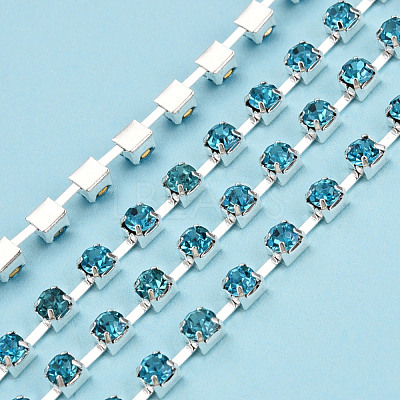 Silver Plated Brass Rhinestone Strass Chains CHC-N020-12B-06-1