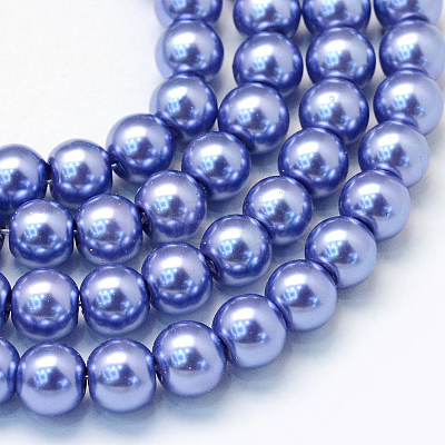 Baking Paint Pearlized Glass Pearl Round Bead Strands HY-Q003-6mm-09-1