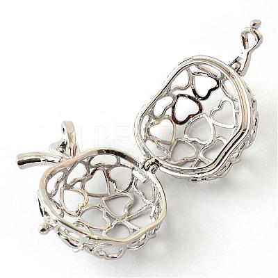 Rack Plating Brass Cage Pendants KK-Q402-12P-1