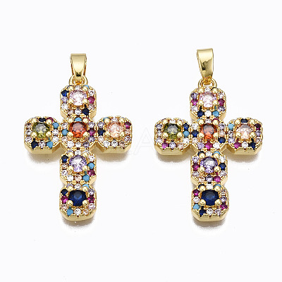 Brass Micro Pave Cubic Zirconia Pendants KK-SZ0005-28-1