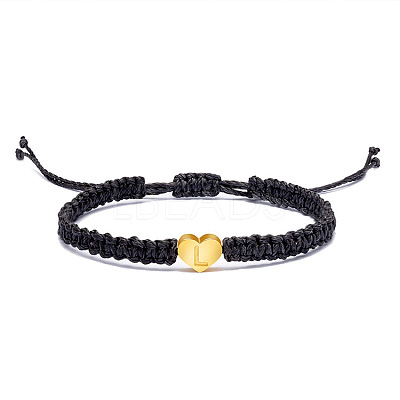 Alloy Heart with Letter Pattern Bead Braided Bead Bracelets FS-WGEB992-12-1