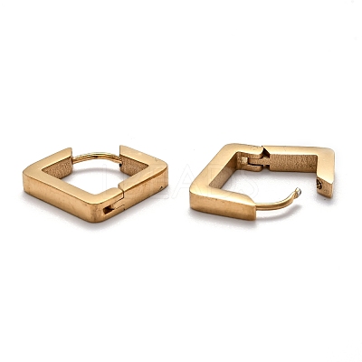 304 Stainless Steel Rhombus Huggie Hoop Earrings STAS-H156-08G-1