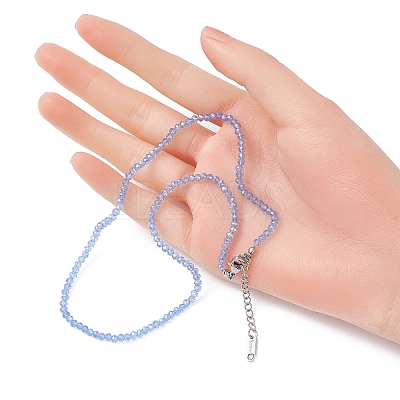 6Pcs 6 Colors Glass Faceted Rondelle Beaded Necklaces with 304 Stainless Steel End Chains NJEW-JN05494-1