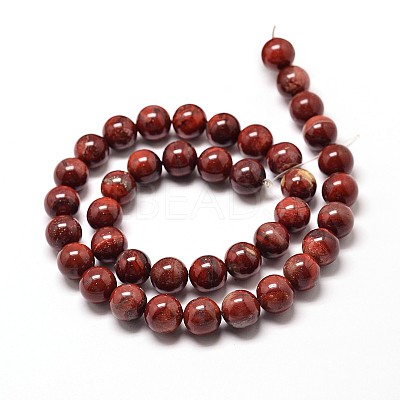 Natural Red Jasper Round Bead Strands G-P072-19-8mm-1