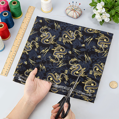 Dragon Pattern Cotton Fabric DIY-WH0579-96D-1