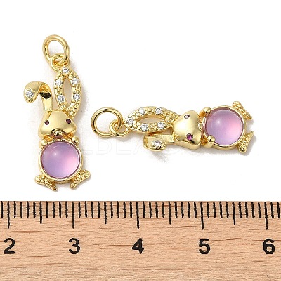 Rack Plating Brass Micro Pave Cubic Zirconia Jade Pendants X-KK-K377-92G-01-1