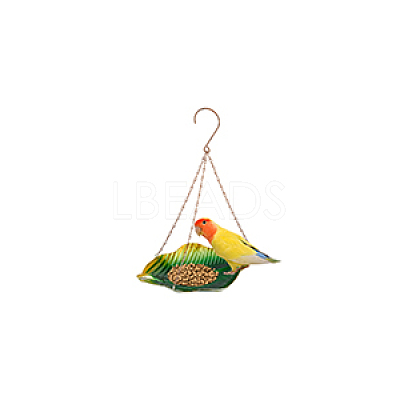 1Pc Leaf Iron Bird Hanging Feeder Tray AJEW-GA0007-34-1