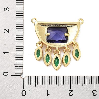 Rack Plating Brass Micro Pave Cubic Zirconia & Glass Pendants KK-Z071-66G-01-1