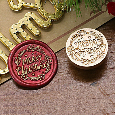 Merry Christmas Series Wax Seal Brass Stamp Head AJEW-M037-01G-05-1