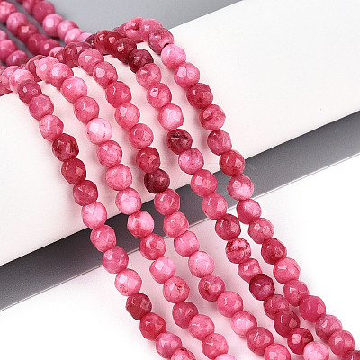 Dyed Natural White Jade Beads Strands X-G-T139-4mm-60-08-1
