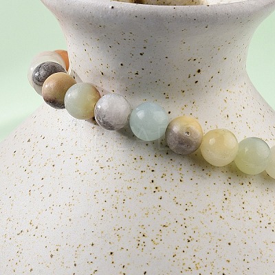 Natural Flower Amazonite Bead Stretch Bracelets X-BJEW-K212-A-007-1