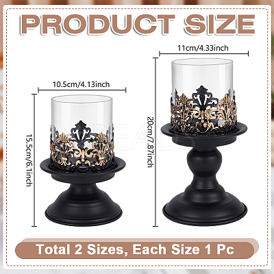 Iron Glass Candle Holder AJEW-WH0796-88B-1