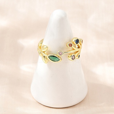 Brass Pave Cubic Zirconia Cuff Open Rings CU-CBACDF6-09G-01-1