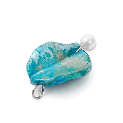 Bohemian Natural Freshwater Shell Dyed Pendants PALLOY-JF04156-1