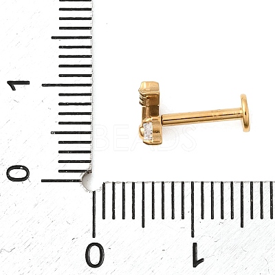 F136 Titanium Pave Clear Cubic Zirconia Teardrop Arrow Internally Threaded Labrets ME-CBA9828-03G-1