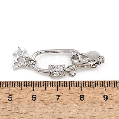 Brass Micro Pave Clear Cubic Zirconia Lobster Claw Clasps KK-U059-56P-1