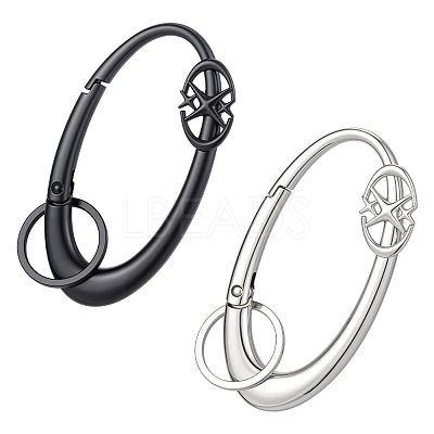 2Pcs 2 Colors Alloy Spring Gate Rings FIND-ME0003-44B-1