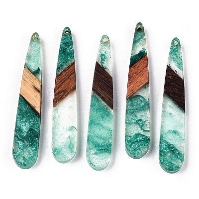 Transparent Resin & Walnut Wood Pendants RESI-ZX017-56-1