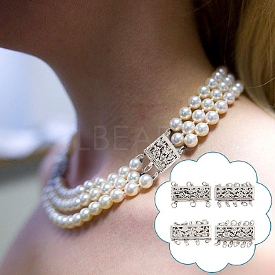 4Pcs 4 Styles Brass Box Clasps KK-DR0001-13-1
