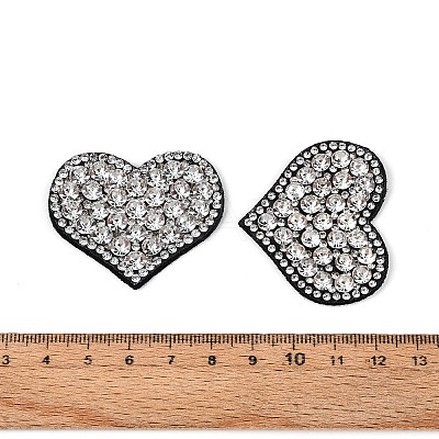 Heart Hotfix Glass Rhinestone with Cloth Patches PATC-T002-02M-1