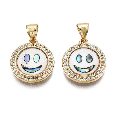 Brass Micro Pave Clear Cubic Zirconia Pendants X-KK-Q769-024-NF-1