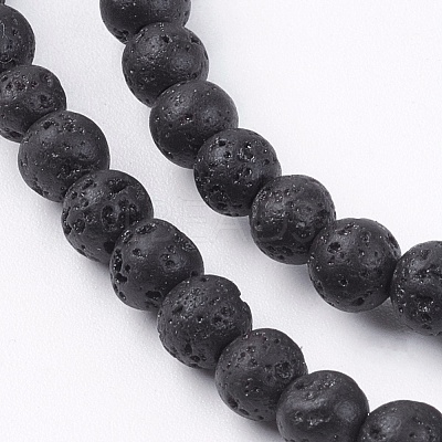 Natural Lava Rock Bead Strands G-R193-18-4mm-1