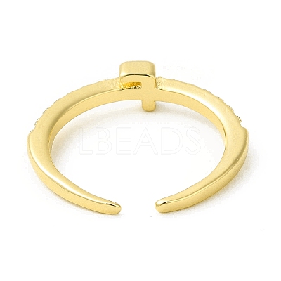 Clear Cubic Zirconia Initial Letter Open Cuff Ring RJEW-H120-09G-F-1