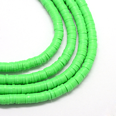 Flat Round Handmade Polymer Clay Bead Spacers CLAY-R067-4.0mm-08-1