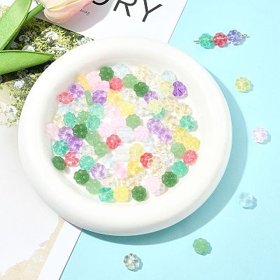 120Pcs 3 Styles Transparent Spray Painted Glass Beads GLAA-FS0002-46-1