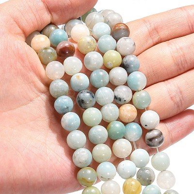 Natural Flower Amazonite Beads Strands G-D608-8mm-1