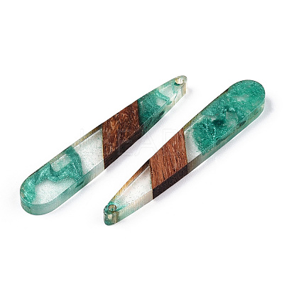 Transparent Resin & Walnut Wood Pendants RESI-ZX017-56-1