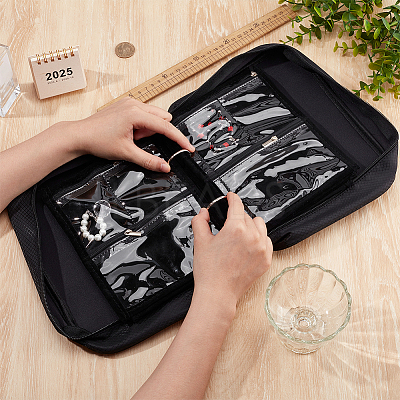 Polyester Jewelry Organizer Bags with Handles and PVC Sheet Inside AJEW-WH0348-779-1