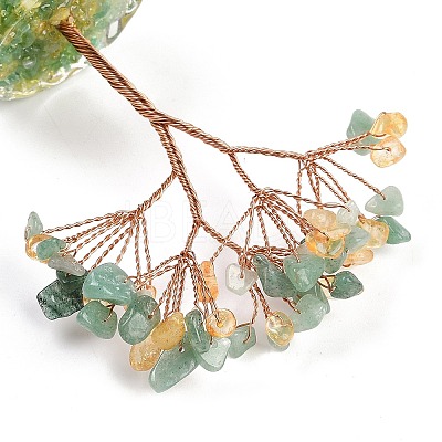 Natural Green Aventurine and  Yellow Quartz Chips Tree of Life Decorations DJEW-B013-01G-1