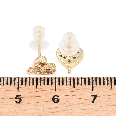 Brass Clear Cubic Zirconia Stud Earring Findings EJEW-A155-03C-G-1