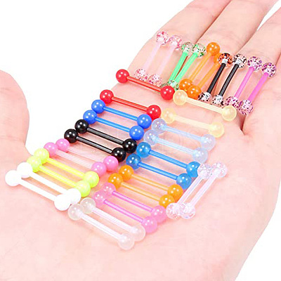 36Pcs Glow in the Dark Acrylic Straight Barbell Tongue Rings Set FS-WG0C136-01-1