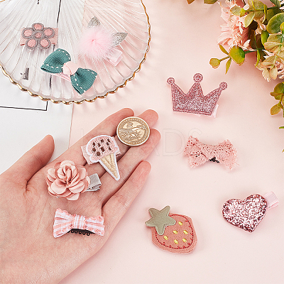 2 Sets Cute Polyester & Cotton Hair Clips Set OHAR-OC0001-04-1