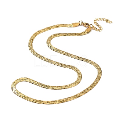 304 Stainless Steel Herringbone Chain Necklaces NJEW-P282-02G-1