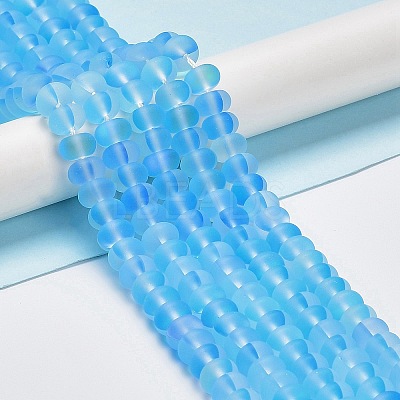 Frosted Transparent Glass Beads Strands X-FGLA-M002-01B-1