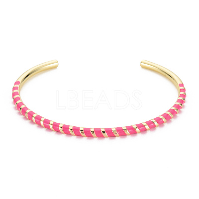 Twisted Brass Enamel Cuff Bangle X-BJEW-T020-02D-NF-1
