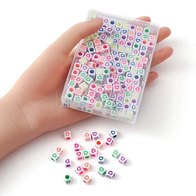 210Pcs 6 Colors Opaque White Acrylic European Beads MACR-YW0002-75A-1